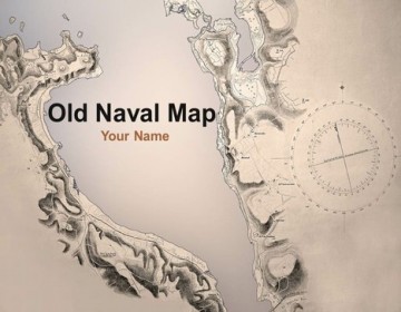 Old navel map powerpoint template